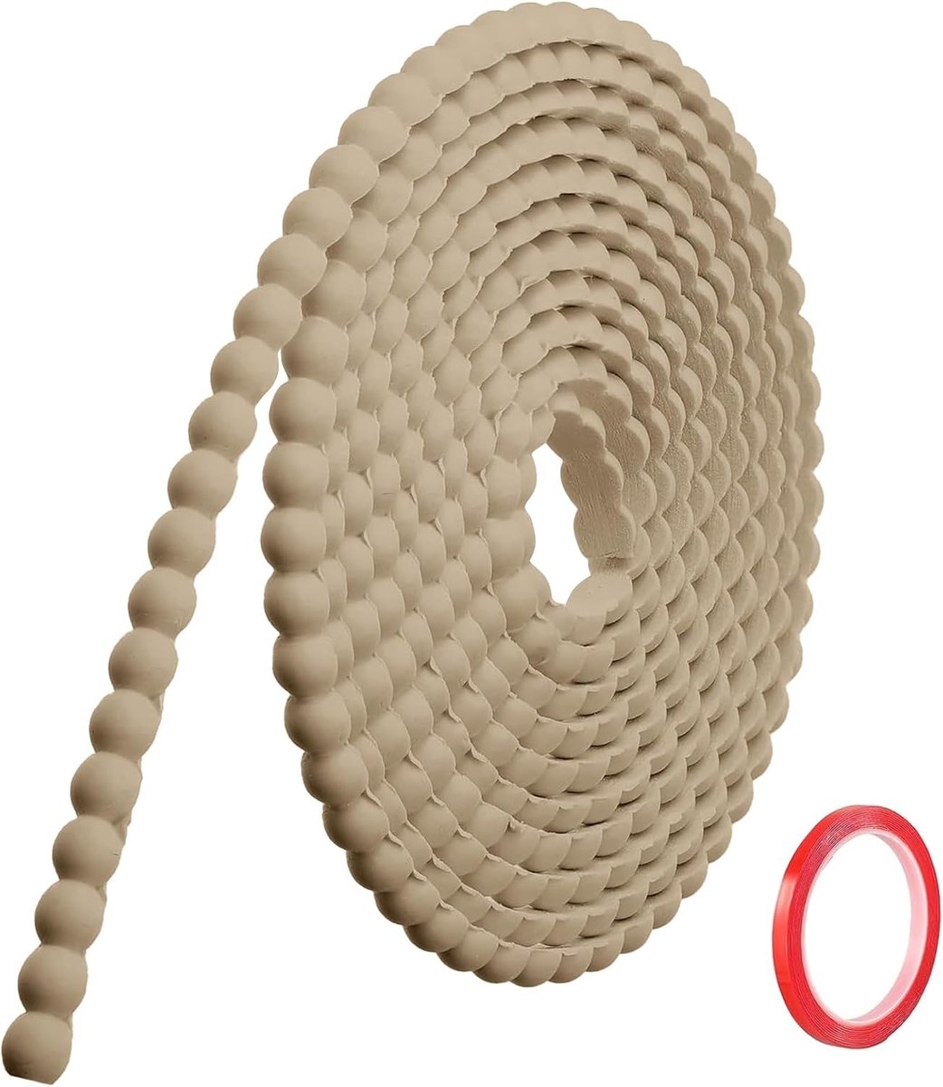 Decoratieve Zelfklevende Houtlook Moulding (3m x 10mm) voor Muren, Spiegels en Plafonds, Flexibel PVC met 3D Houten Rand Beveiliging