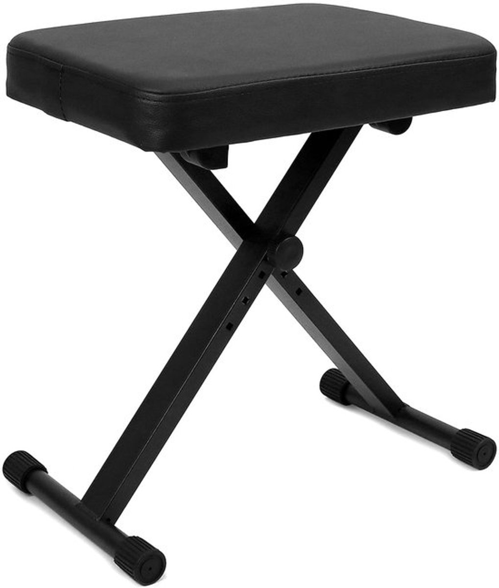 ® Gevoerde pianokruk keyboardbank opklapbaar, 40-50 cm in hoogte verstelbaar, 6 cm dikke vulling - mat zwart