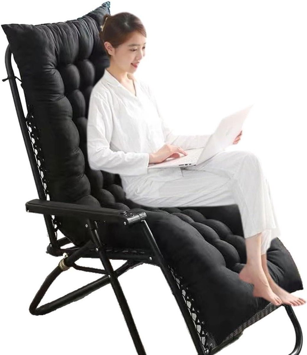 Ligstoel Kussen - Tuinkussen Bank - Comfortabel Relaxen - Ultra Dikke Vulling - 170x53cm - Grijs
