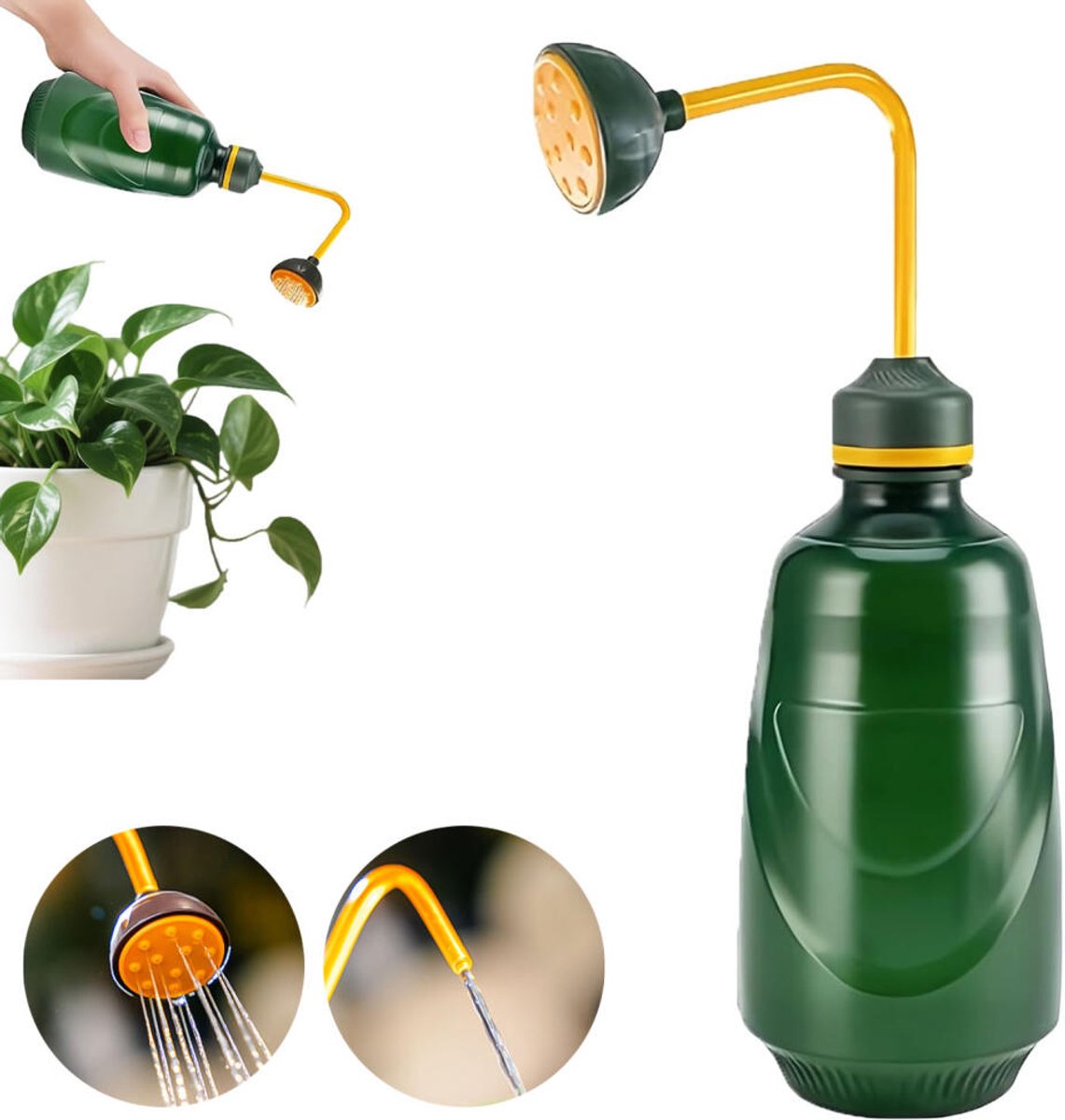 Fles gieter - 450ml - Fles plantenspuit - 2 sproeistanden - Plantengieter - Afneembare Broes - broeskop - Plant Mister - Bloemengieter - Sproeier - waterverstuiver - tuinplanten gieter - voor kamerplanten en bloemen - Binnen en buiten - Groen