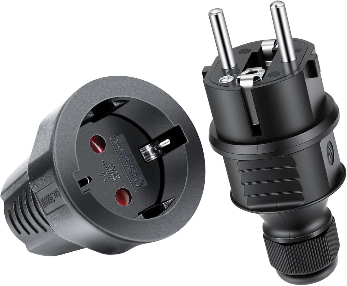 Duurzame Flush Socket en Rubber Plug 250V 16A voor Binnen en Buiten - Zwart, Schokbestendig en Weerbestendig