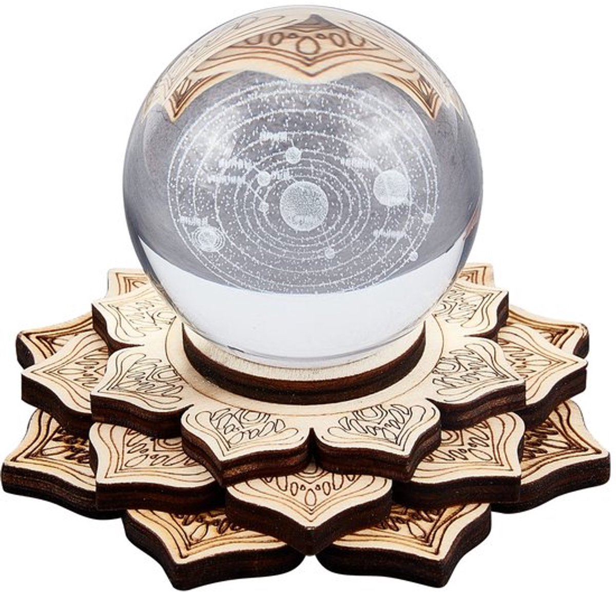 4,1 inch Lotus Kristallen Bol Display Stand Houten Kristallen Bol Rasterbord Houten Rek Basis Houder Wanddecoratie Heilige Geometrie Meditatie Chakra Kunst Yoga Spirituele Geschenken Hekserij Altaar,