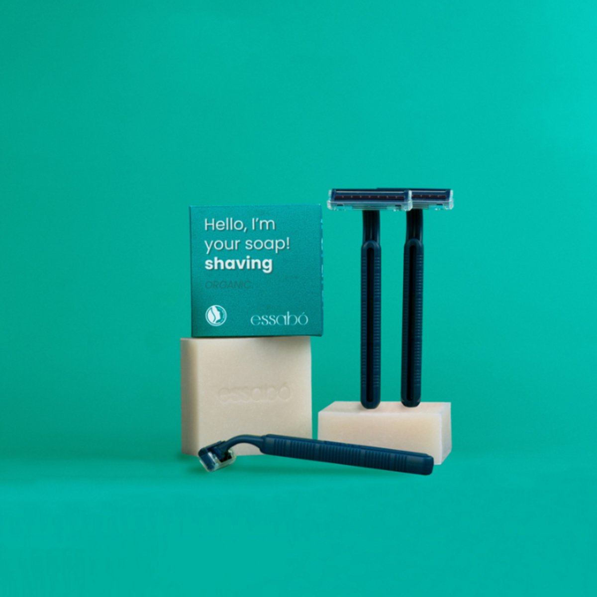 Essabó Eco Zeep Shaving 120 gram - vegan, dierproefvrij, plasticvrij, zonder parabenen, zonder sulfaten, voor gevoelige huid, kokosolie