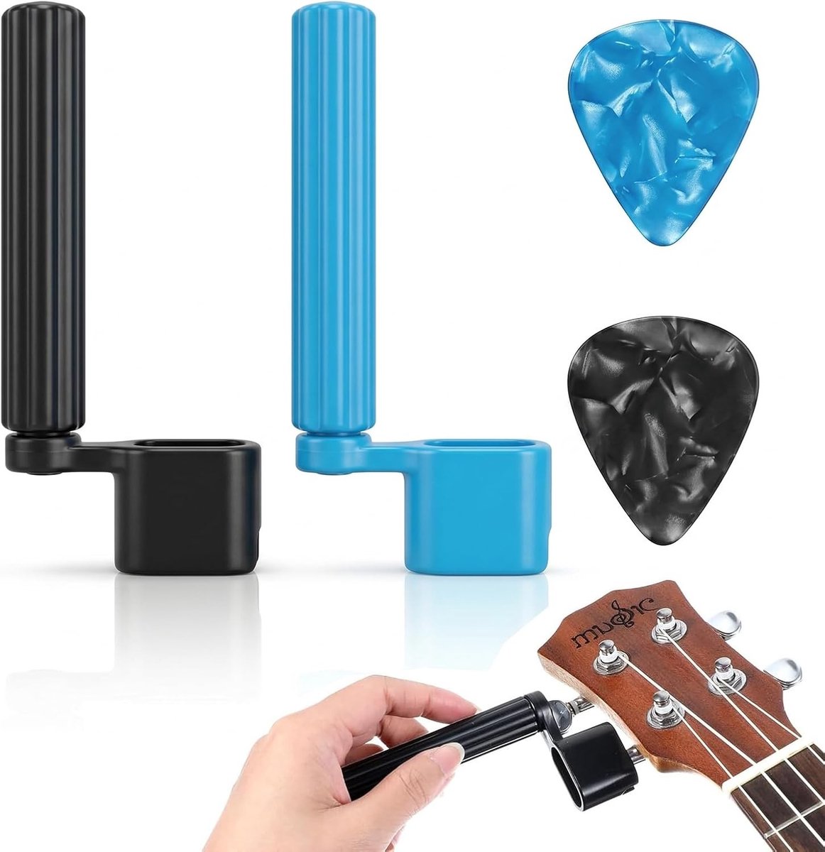 Complete gitaarsnaarset met snaarslinger, 2 snaarwinders en 2 plectrums voor alle gitaartypes, inclusief klassieke, akoestische en elektrische gitaren