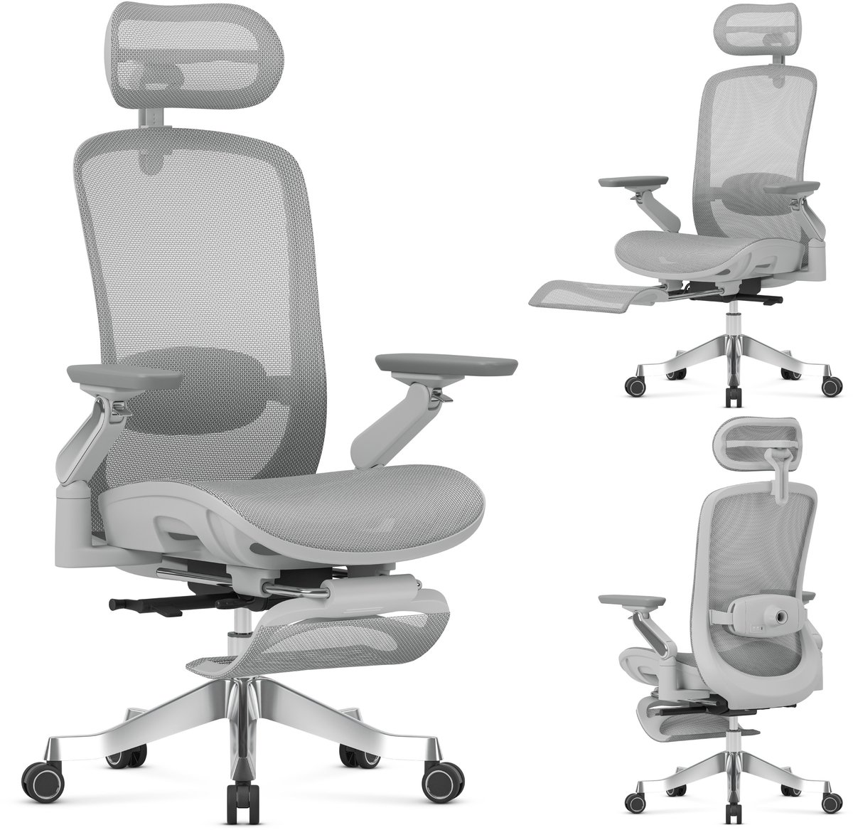 Mark Adler Leadpro 8.7 - Ergonomische bureaustoel - met massagefunctie en voetensteun - grijs