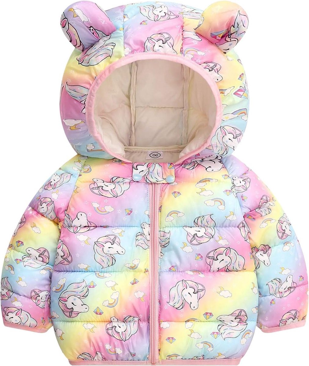 Warme Baby Winterjas met Capuchon, Lange Mouwen, Lichtgewicht, Geschikt voor 6 Maanden tot 6 Jaar, Meerkleurig, Perfect voor Koude Dagen en Buitenactiviteiten