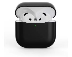New Age Devi - Siliconen Hoes Geschikt voor AirPods 4 - Inclusief Clip - Cover - Zwart