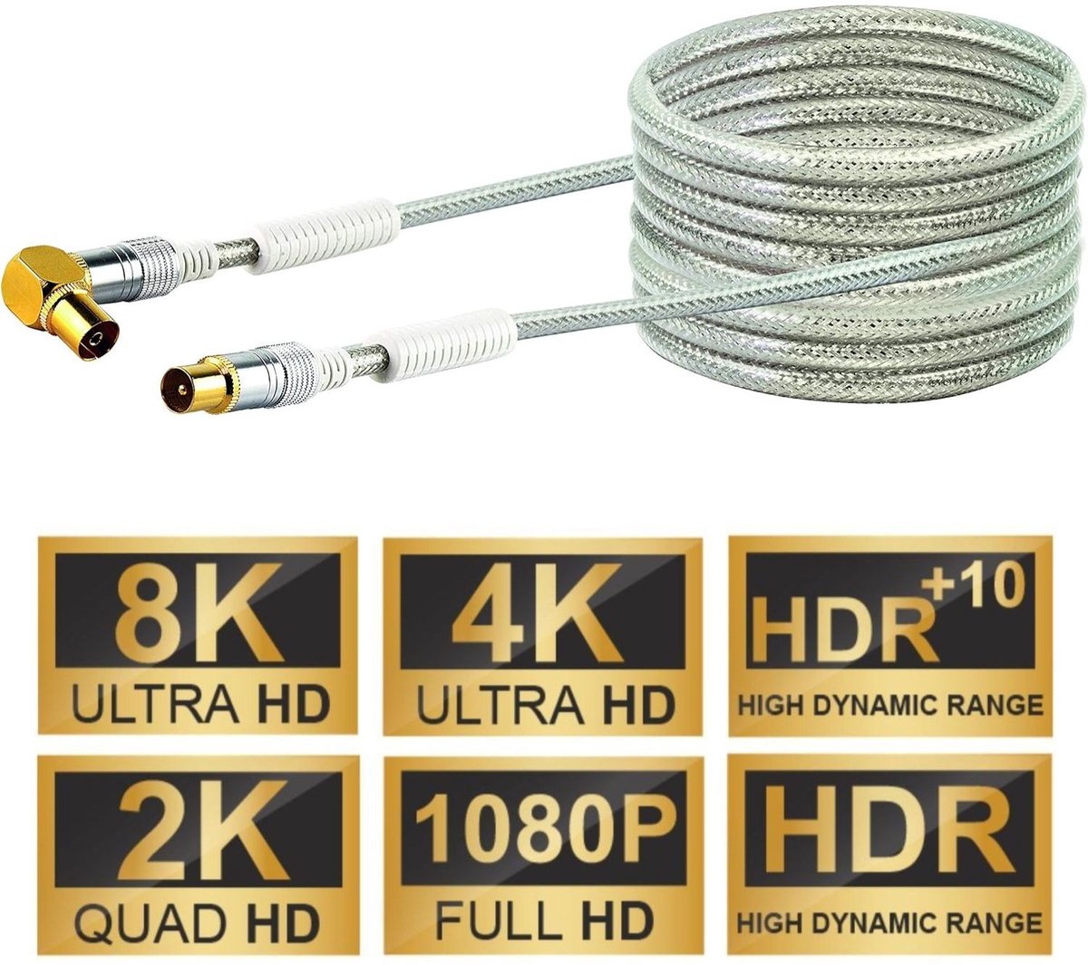 Schwaiger 15m 90° gehoekt IEC antennekabel 110db TV coaxkabel coax-kabel