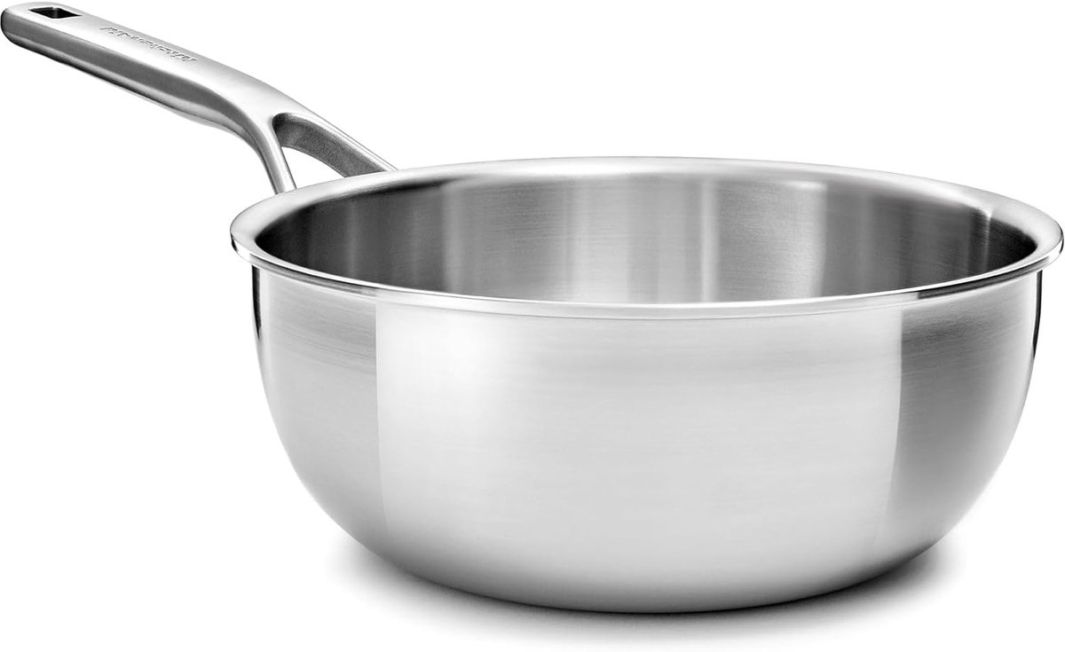 Roestvrijstalen Kookpan Triply Pan Gelijkmatig Koken PFAS-vrij Materiaal 20 cm Zilver