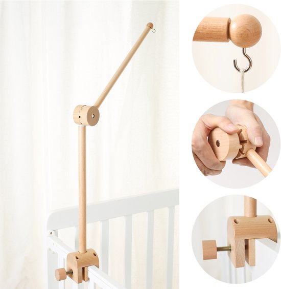 Mobiel Houder - Wieg Mobiel - Baby Mobiel Houder Hout - Muziekmobiel Houder Hout - Baby Mobiel Houder Hout - Boxmobiel Houder Hout - Baby Kamer Decoratie - Verstelbare Arm Voor Babybox - Eenvoudig Bevestigen - Verstelbaar — afbeelding 5