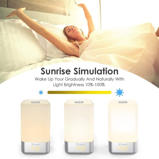 Lichtwekker - Zonsopgang wekker - Rustig wakker worden - Touchscreen bediening - 17.5cm hoog - Wit — afbeelding 3