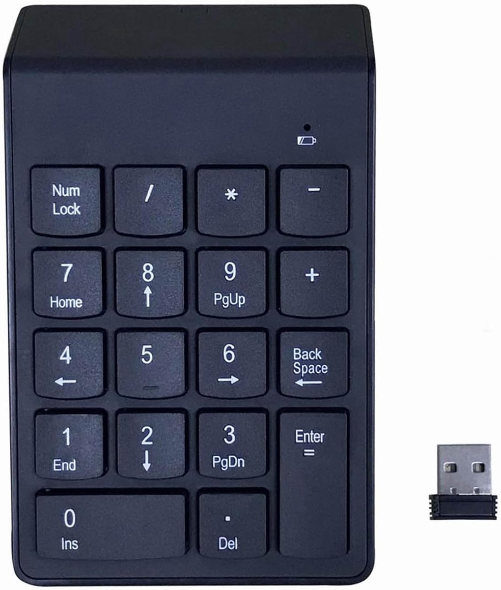 Numeriek Toetsenblok - Draadloos Numpad - Boekhouding Data Invoer - Smart Numlock Functie - 18 Toetsen - Zwart