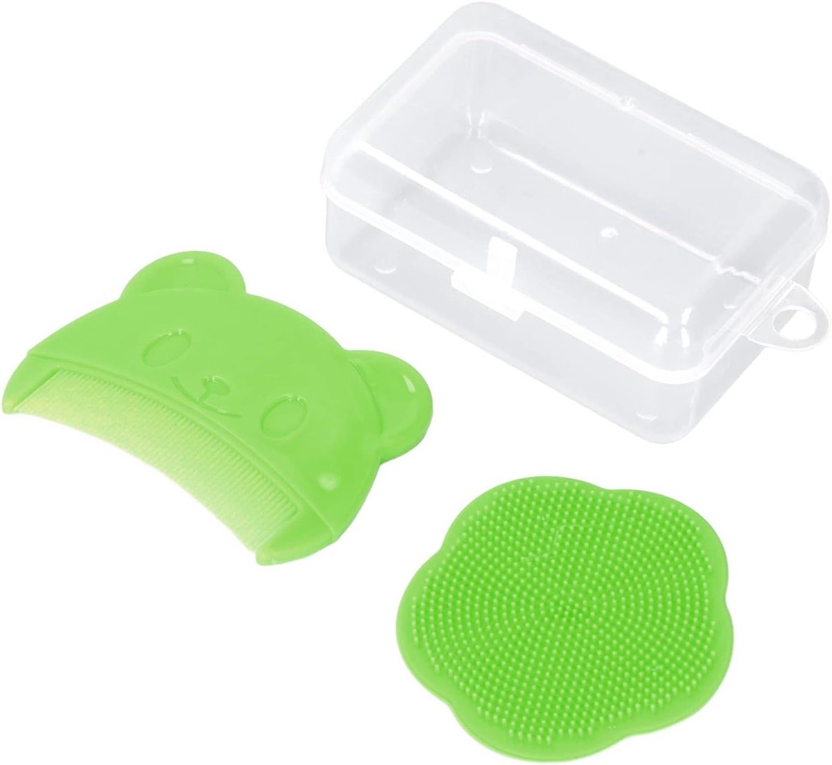 Set van 2 Baby Hoofdhuid Borstels van Silicoon en Plastic, Ideaal voor Cradle Cap, Inclusief Opbergdoos