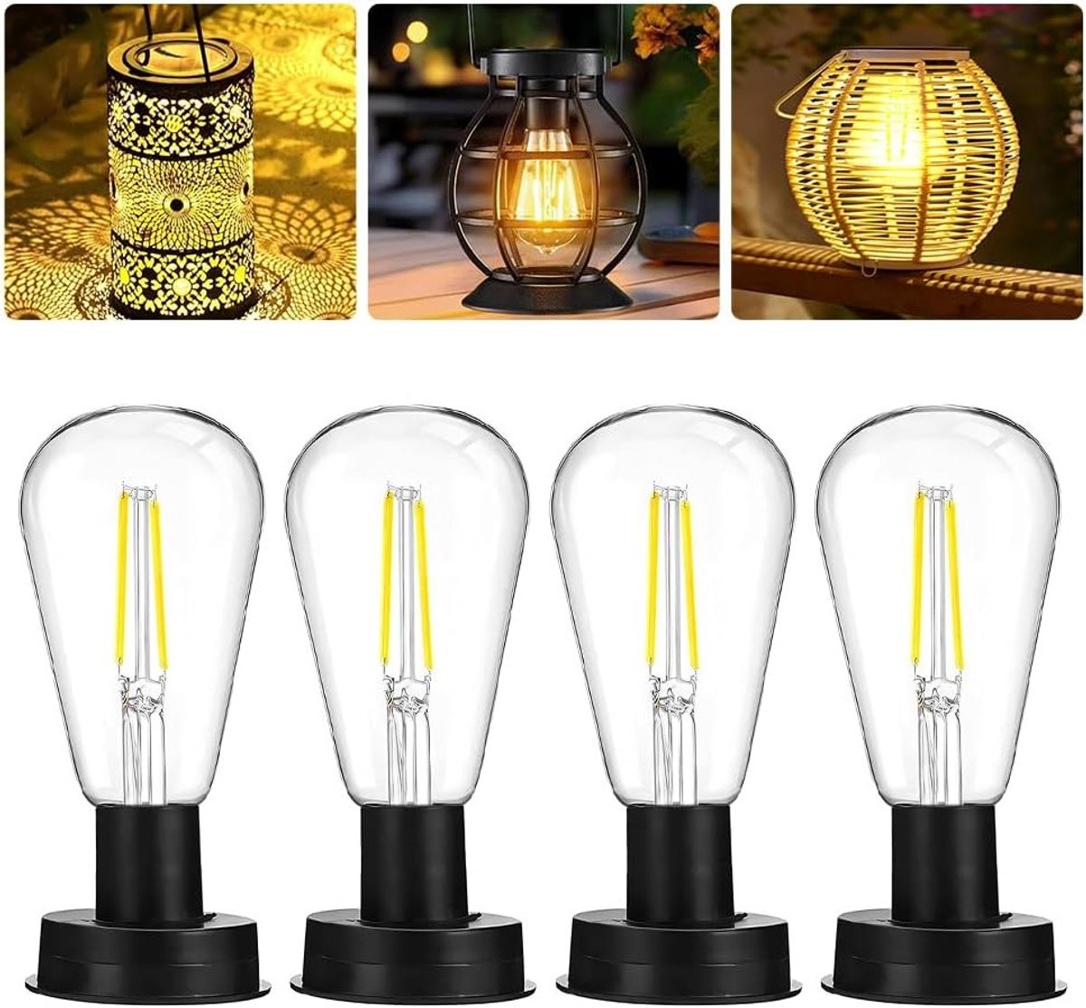 Set van 4 Vervangende Solar Tuinlampen met Helder LED Licht - Ideaal voor Buitenverlichting en Tuinaccessoires