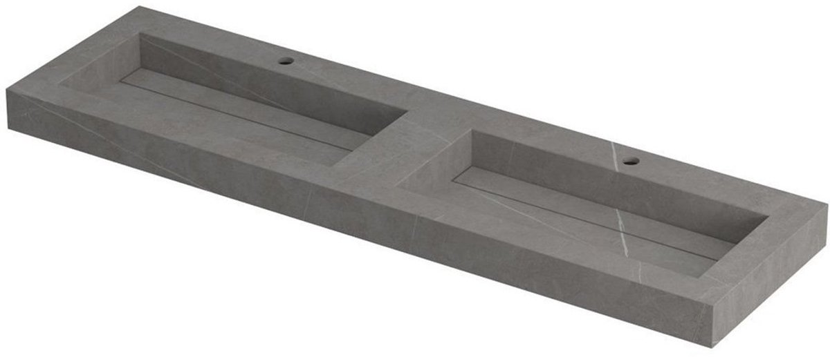 Ink Pitch dubbele meubelwastafel 160x45cm keramische slab - 2 kraangaten - Armani grey Armani grey mat