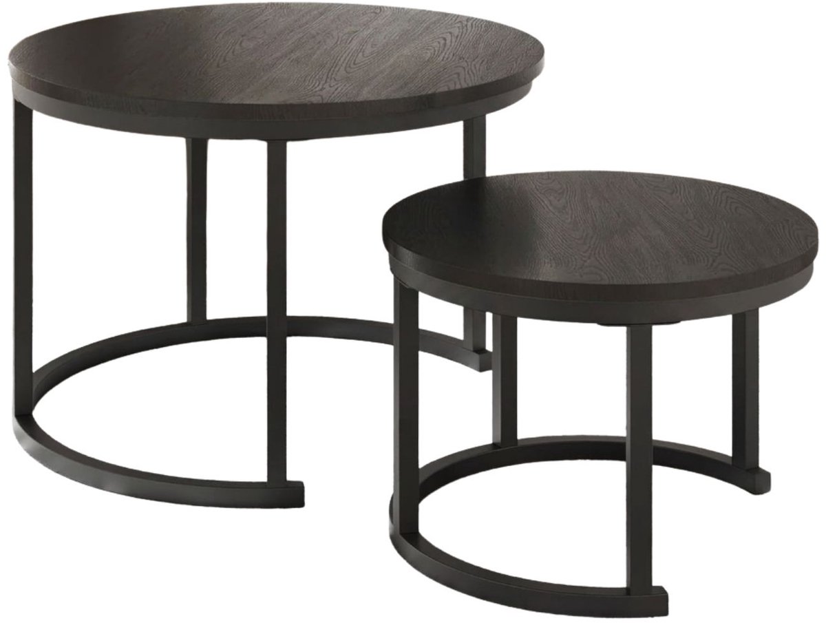 Imperatoris Salontafel - Geschikt voor Woonkamer, Thuiskantoor & Buiten - Stijlvolle Salon Tafel en Sidetable - Set van 2 - Zwart - 70 x 120 x 48 cm - van Imperatoris