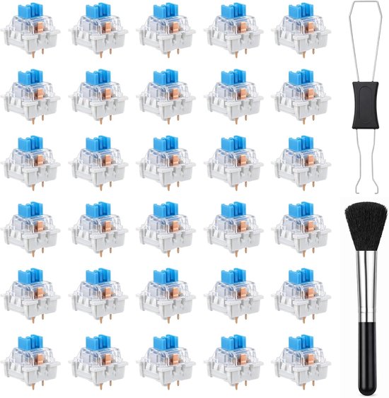 Toetsschakelaars - 50Stuks - Toetsenbord DIY Toetsenbord - Mechanische Switches - met Schakelaartrekker en Borstel - Computeraccessoires