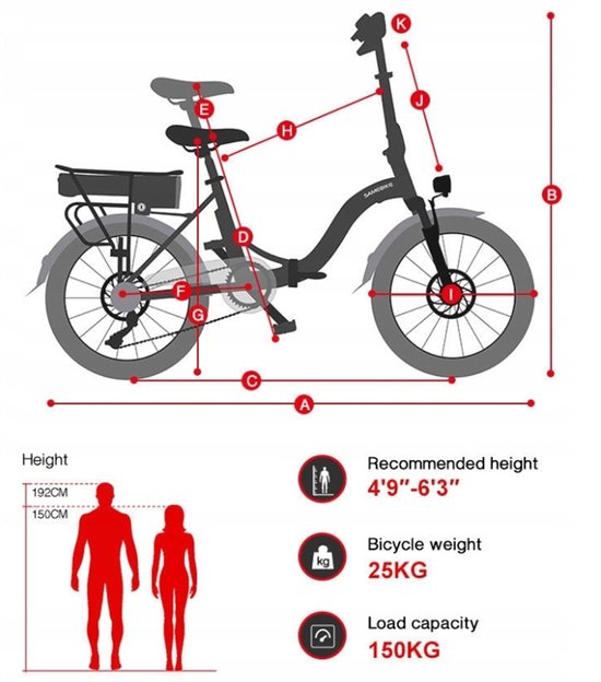 Samebike CY20 Elektrische Fiets - 20" Opvouwbaar, 250W Motor, 36V 12Ah Accu, 7-Speed Shimano, Korf & Standaard - Donkerblauw van Merkloos — afbeelding 3