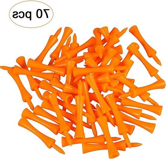 By shayne - Kunststof Golf Tees 70 mm - Herbruikbare Golftees - Oranje - Lichtgewicht en Sterk - Voor Golfrijders - 70 Stuks van By Shayne — afbeelding 2