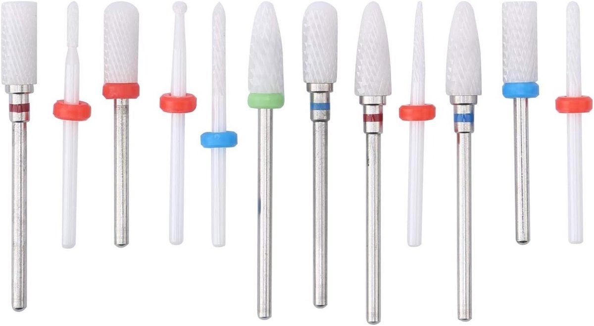 12-delige Keramische Nagelboor Set voor Manicure en Pedicure, Perfect voor Thuisgebruik en Professionele Salons