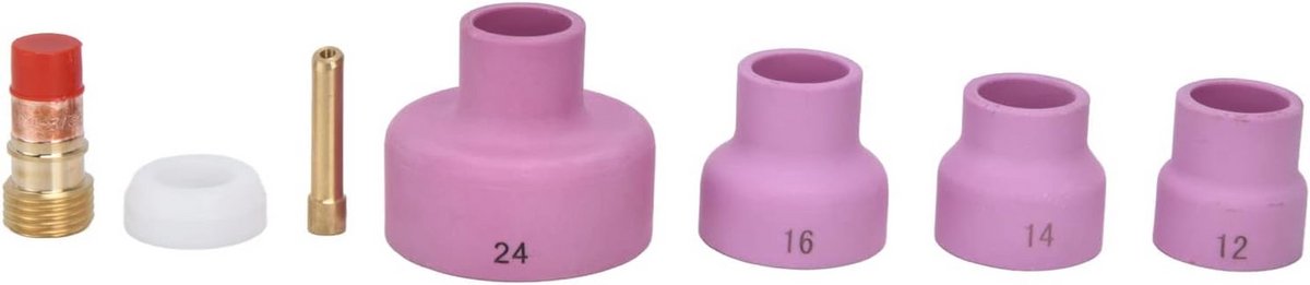 TIG Lasaccessoires - Keramische Mondstukken - Precisie Lassen - 7 Delige Set - 2.4mm Opening
