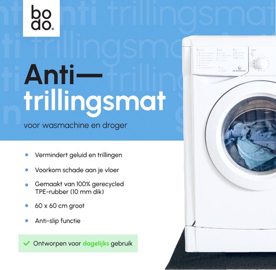 Bodo® Anti Trillingsmat Wasmachine en droger - 60x60x1cm