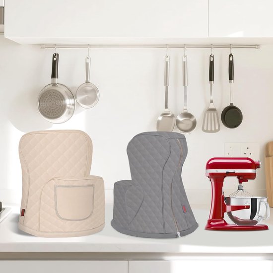 Keukenmachine Deksel - Beschermhoes Mixer - Keukenmachine Beschermen - Waterdicht Nylon Materiaal - 6-8 Quart - Grijs — afbeelding 3