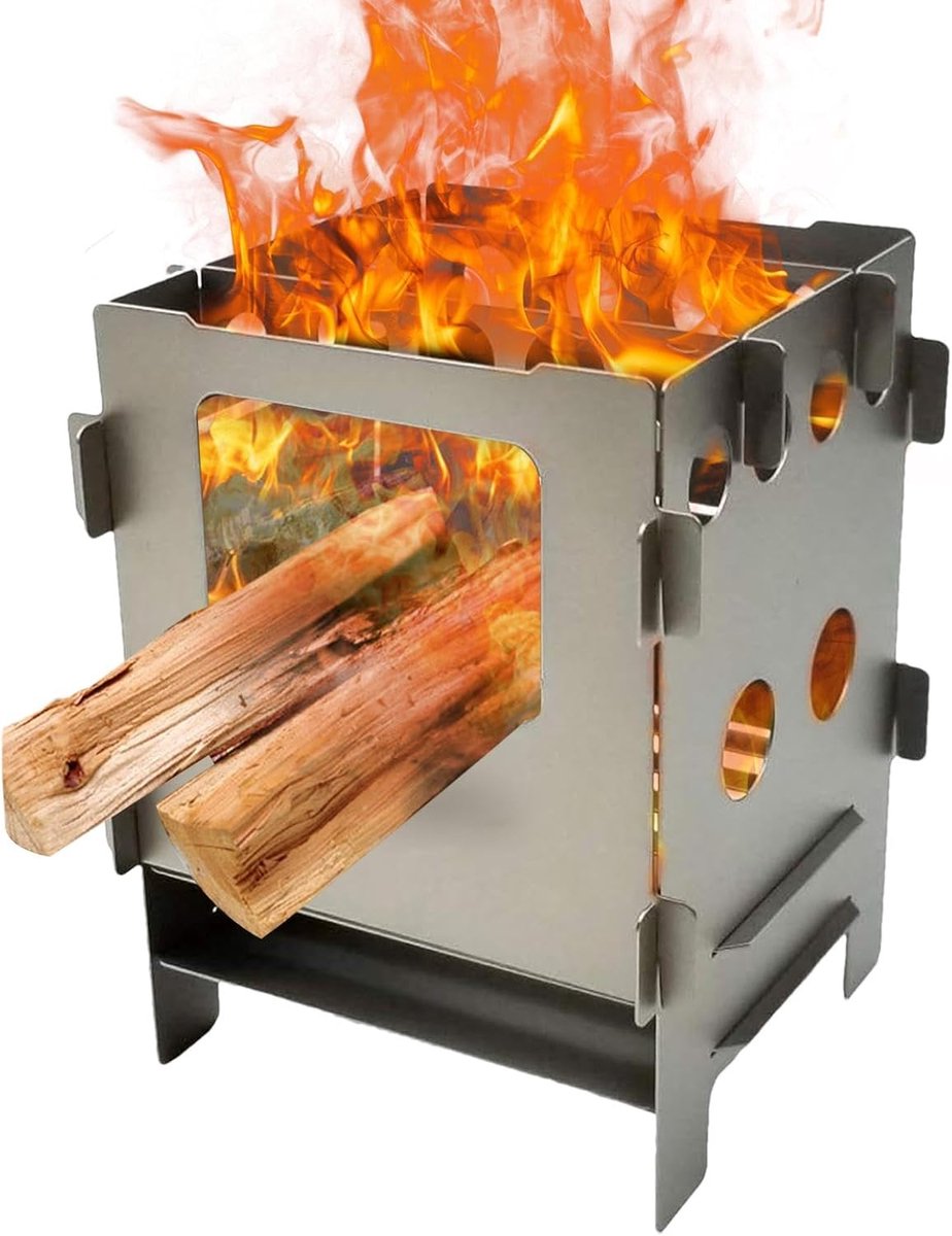 Draagbare Grill - Kampvuur Fornuis - Outdoor Koken - Lichtgewicht Titanium - 50 x 150 x 50 mm - Grijs