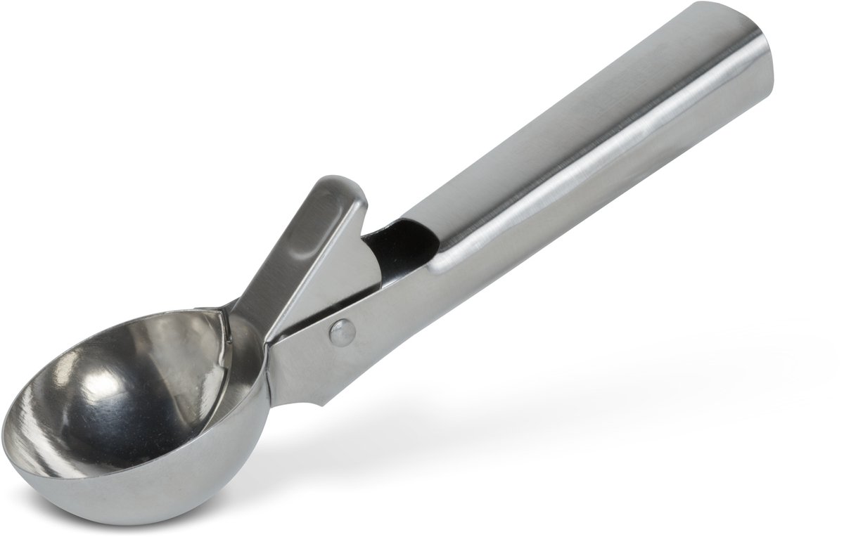 IJsschep RVS met Hendel - Professionele IJslepel voor IJs - Cookie Dough en Puree - Ice Cream Scoop met Uitwerpmechanisme - Portion Scoop van Roestvrij Staal - 19 cm - Zilver [BS40878]