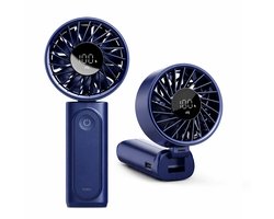 FlinQ Handventilator VoltAir - Draagbare Ventilator - Mini Fan Oplaadbaar - Kleine Portable Ventilator met USB - Draadloze Tafelventilator - Donkerblauw