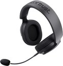 Zwarte draadloze gaming headset met 'GX Trust' op de hoofdband en een verstelbare microfoon.