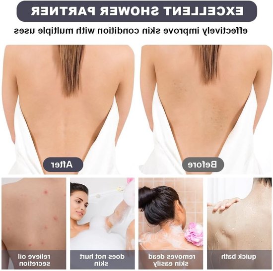 Exfoliërende Rugschrobber voor Douche, 37 Inch Met Handvatten, Zachte Bad Scrub voor Huidverzorging en Dubbelzijdig Gebruik, Ideaal voor Mannen en Vrouwen van Merkloos — afbeelding 3