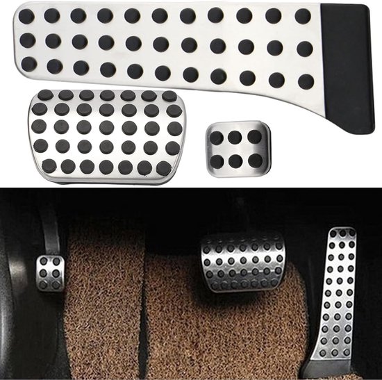 Auto Pedaal Set - Vervangende Pedalen - Verbeterde Rijcontrole - Antislip Rubber - 3 Delig - Zwart Zilver — afbeelding 4