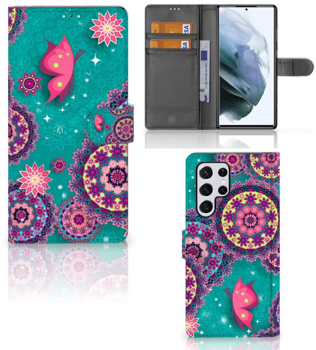 Samsung Galaxy S22 Ultra Hoesje Cirkels en Vlinders