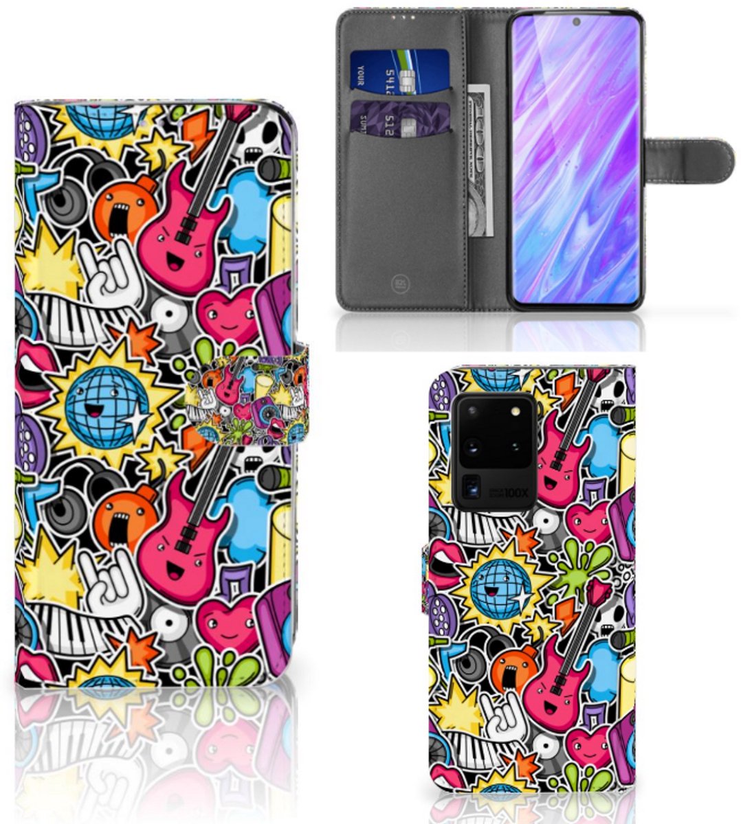 Samsung Galaxy S20 Ultra Wallet Case met Pasjes Punk Rock