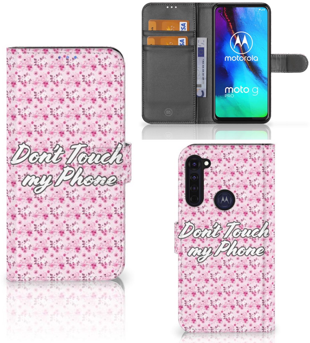 Motorola Moto G Pro Portemonnee Hoesje Flowers Pink DTMP