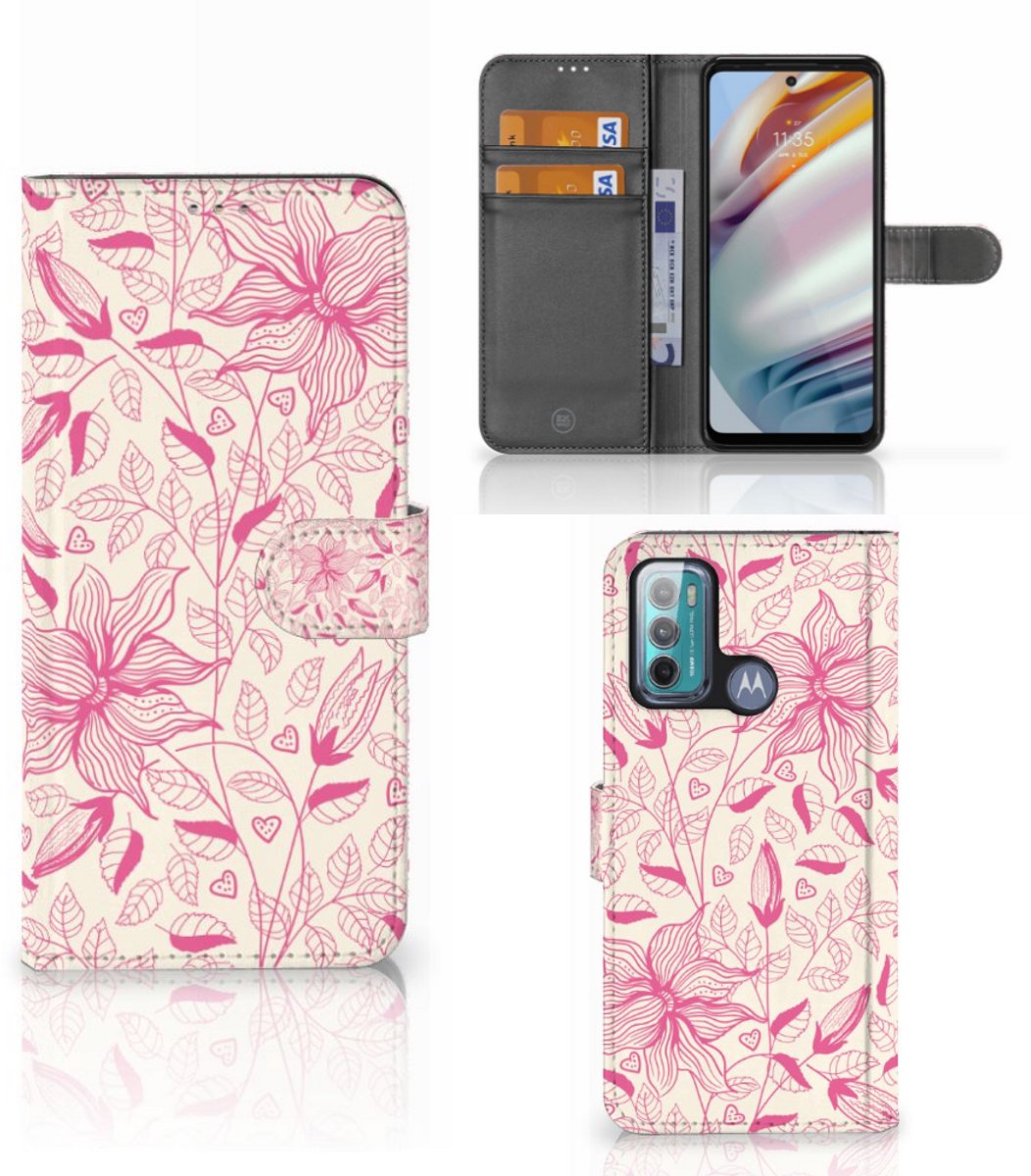 Motorola Moto G60 Hoesje Pink Flowers