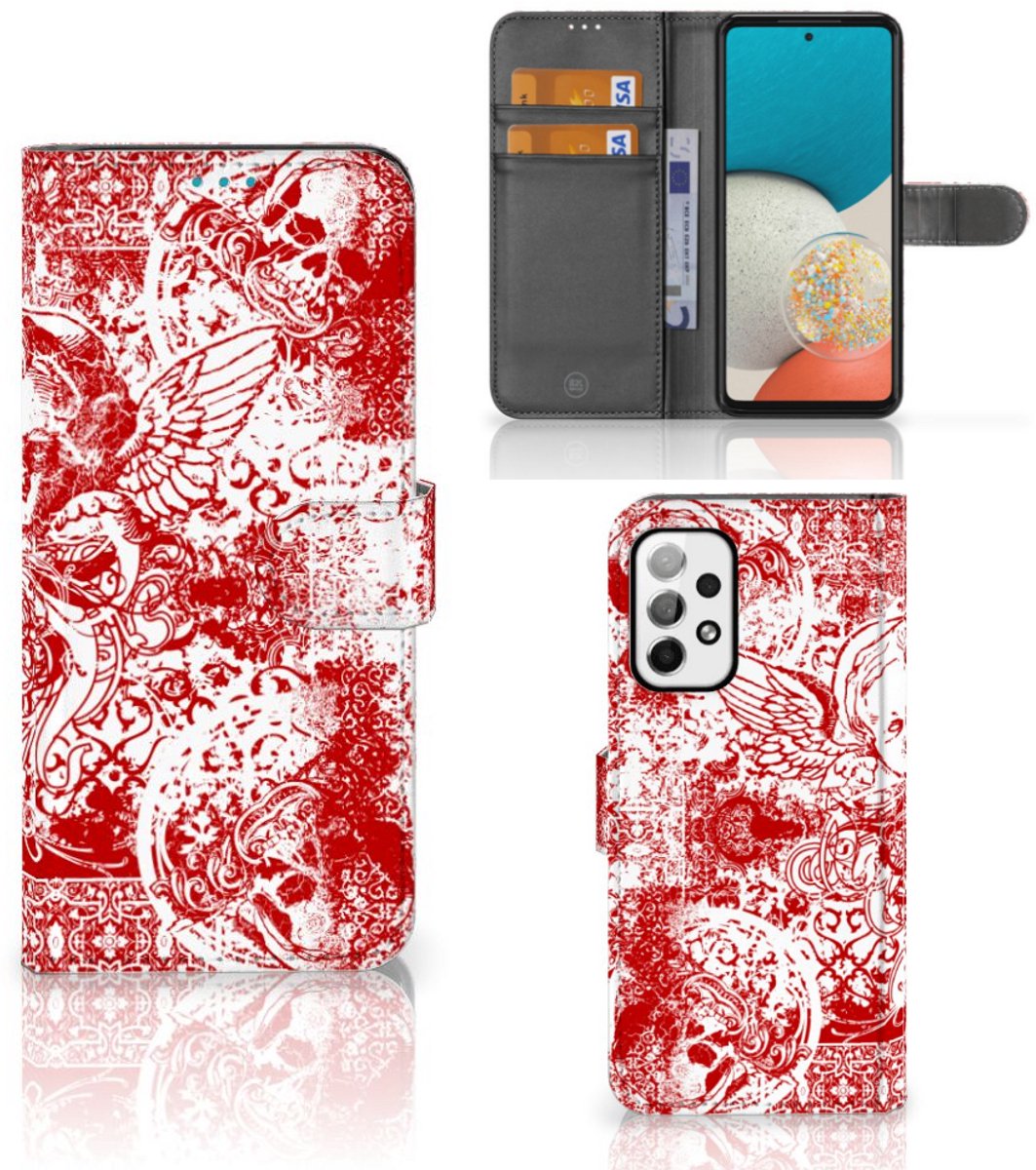 Telefoonhoesje met Naam Samsung Galaxy A73 5G Angel Skull Rood