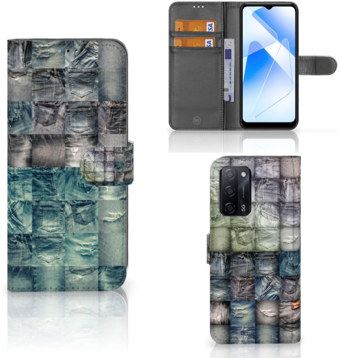 Wallet Case met Pasjes OPPO A16/A16s/A54s Spijkerbroeken