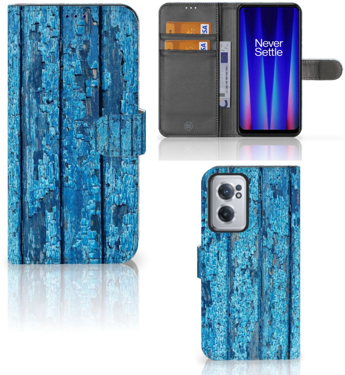 OnePlus Nord CE 2 Book Style Case Wood Blue
