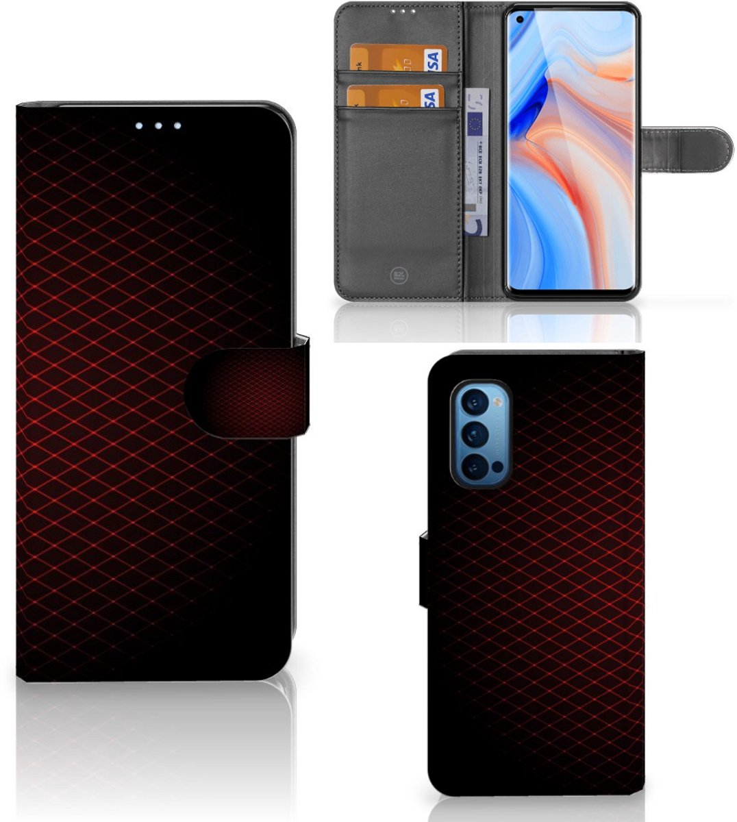 OPPO Reno 4 Pro 5G Telefoon Hoesje Geruit Rood
