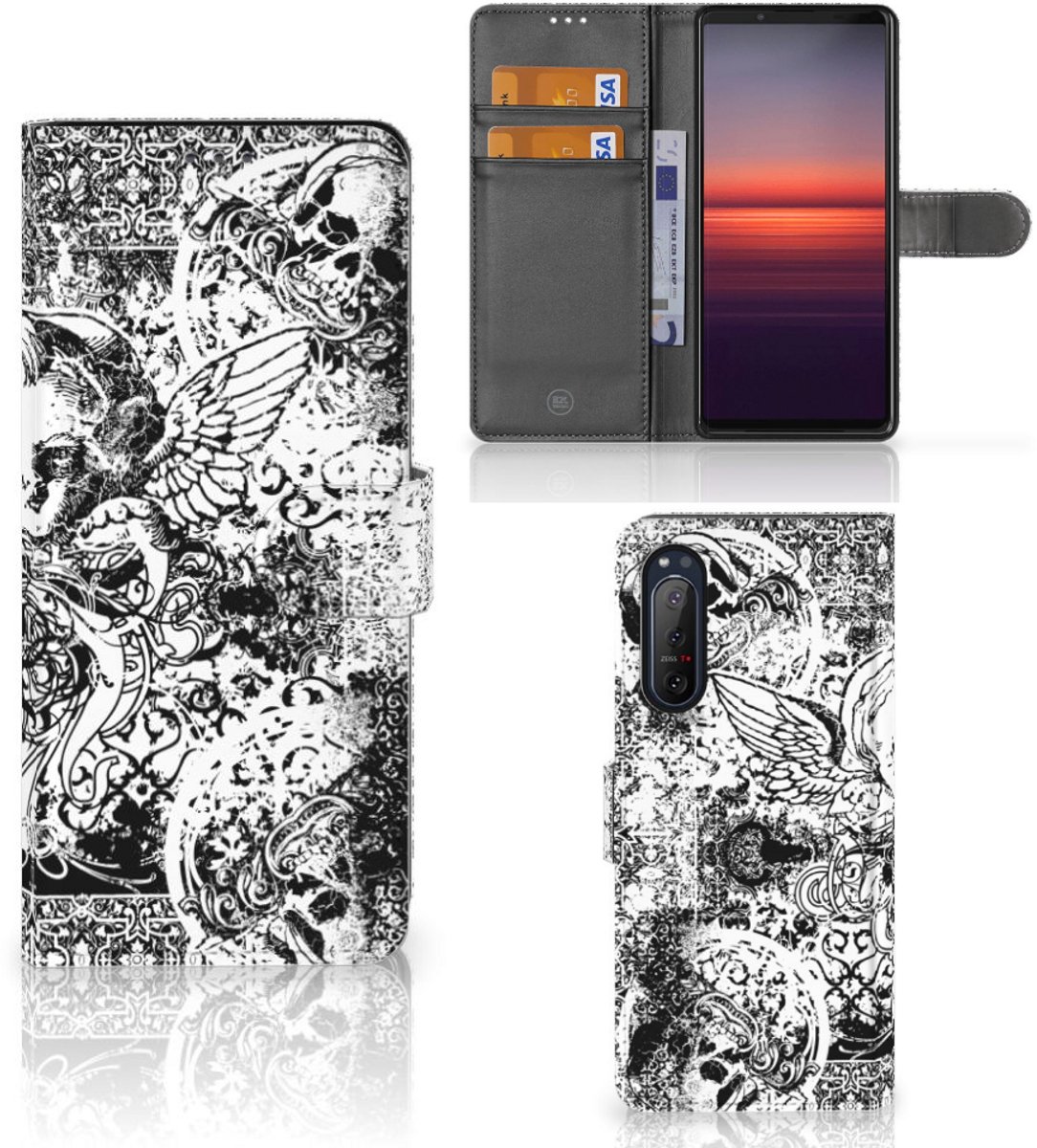 Telefoonhoesje met Naam Sony Xperia 5II Skulls Angel