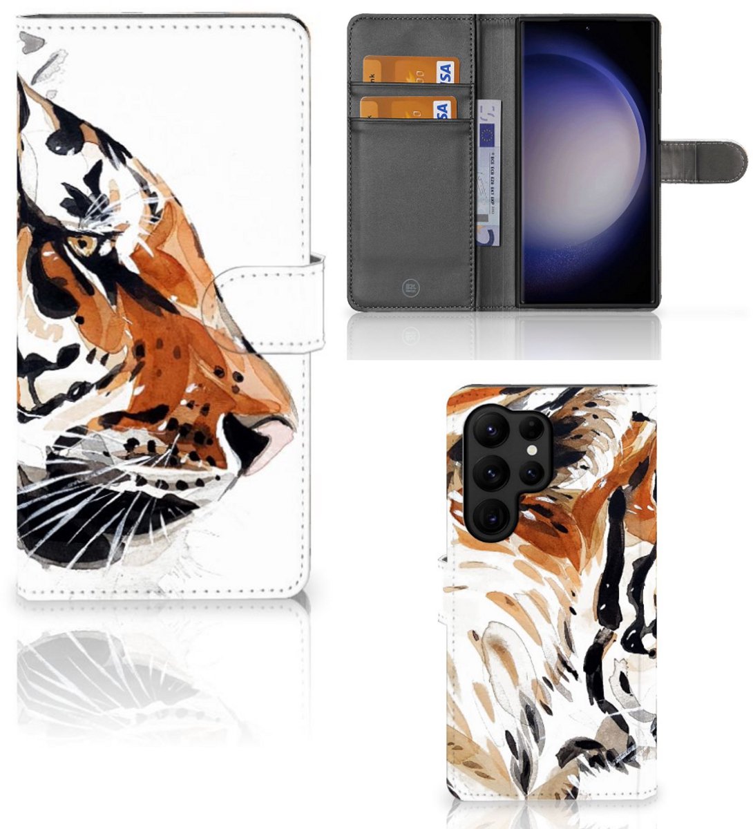 Hoesje Samsung Galaxy S23 Ultra Watercolor Tiger