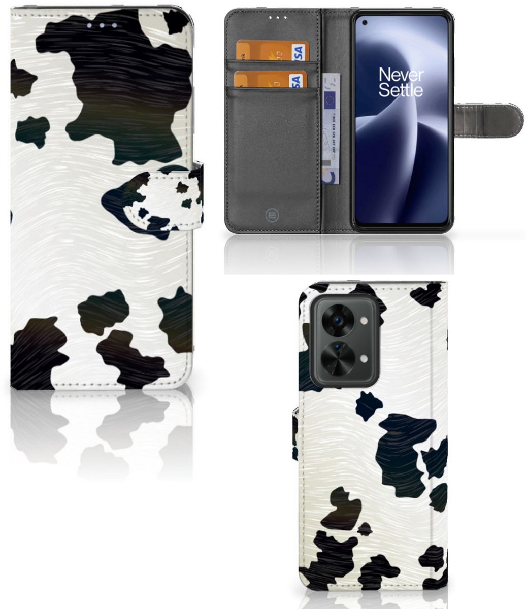 OnePlus Nord 2T Telefoonhoesje met Pasjes Koeienvlekken