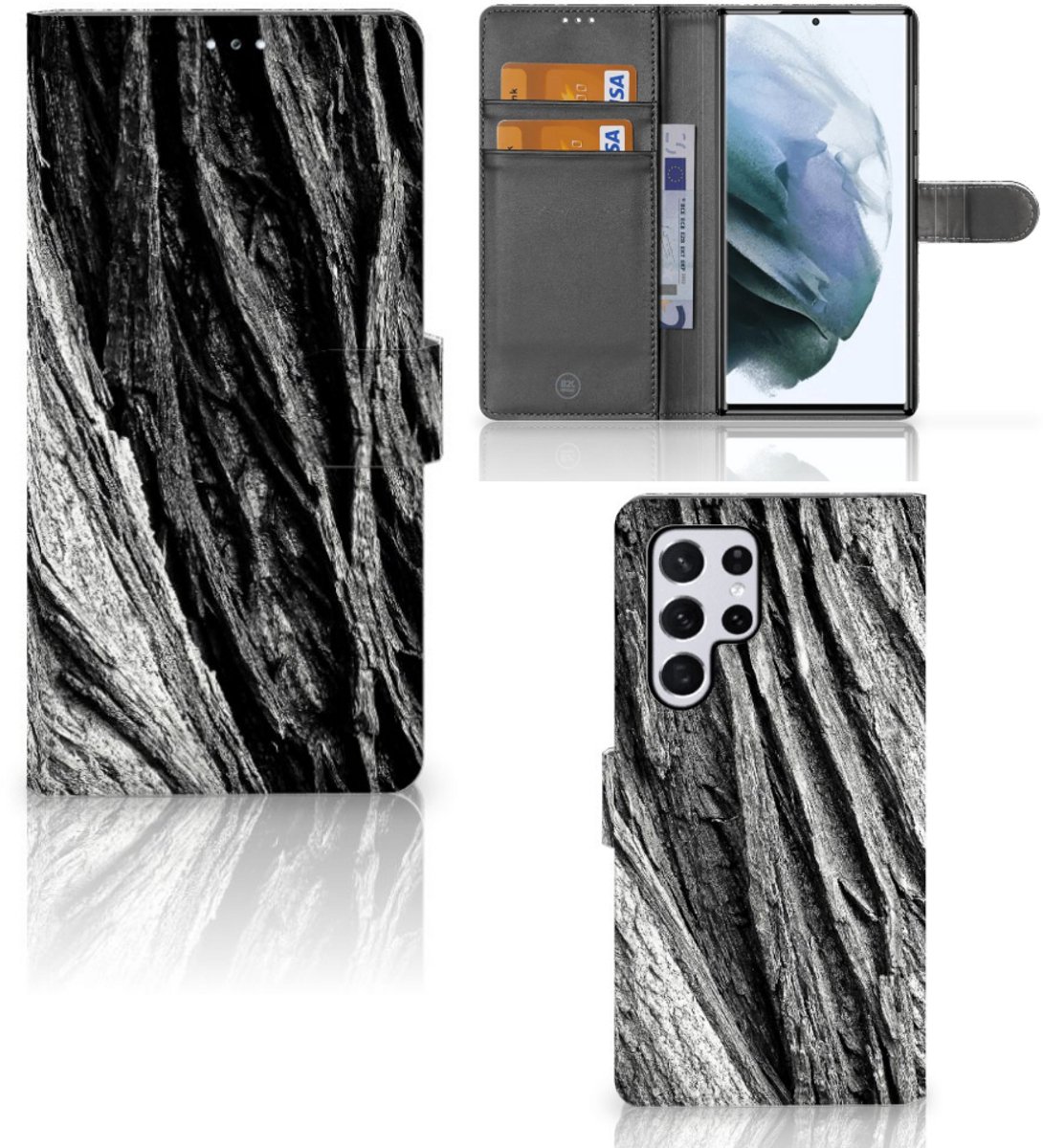 Book Style Case Samsung Galaxy S22 Ultra Boomschors Grijs