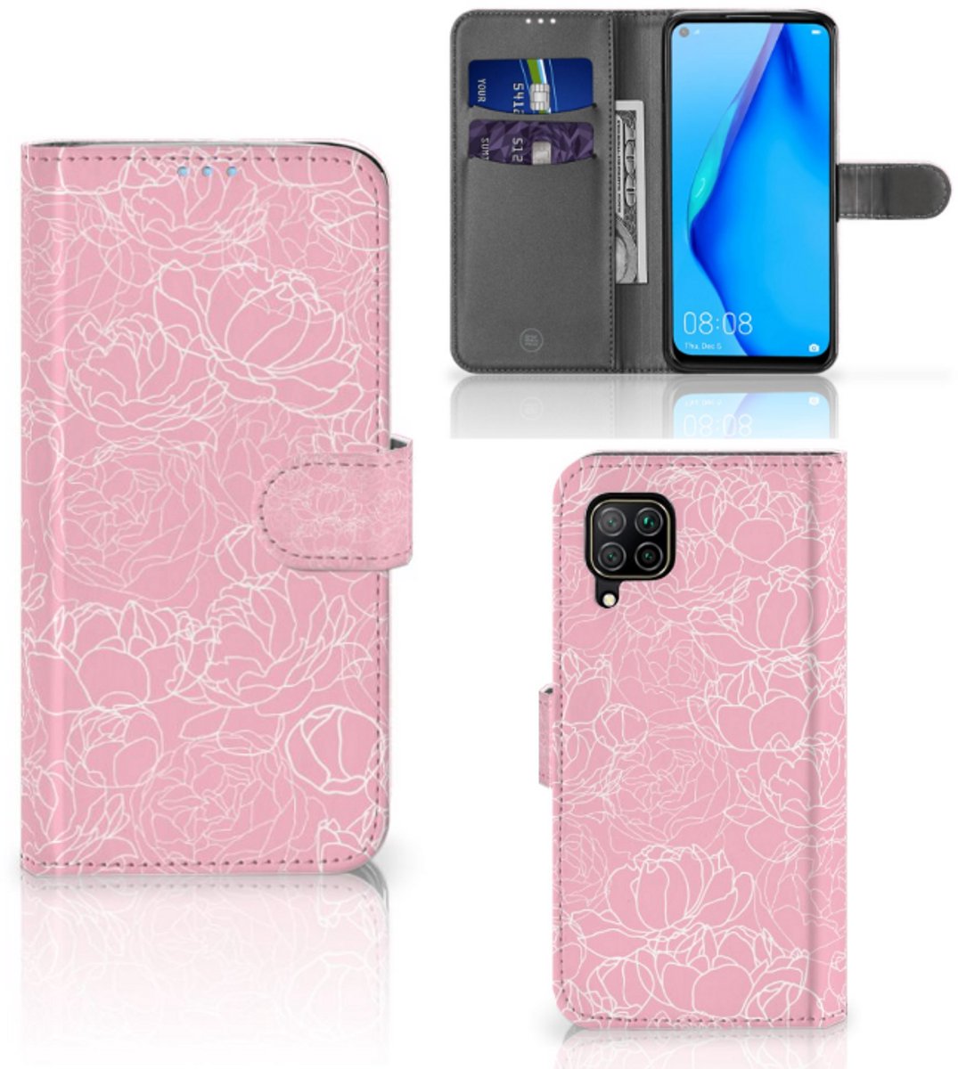 Boekhoesje voor Huawei P40 Lite Hoesje White Flowers