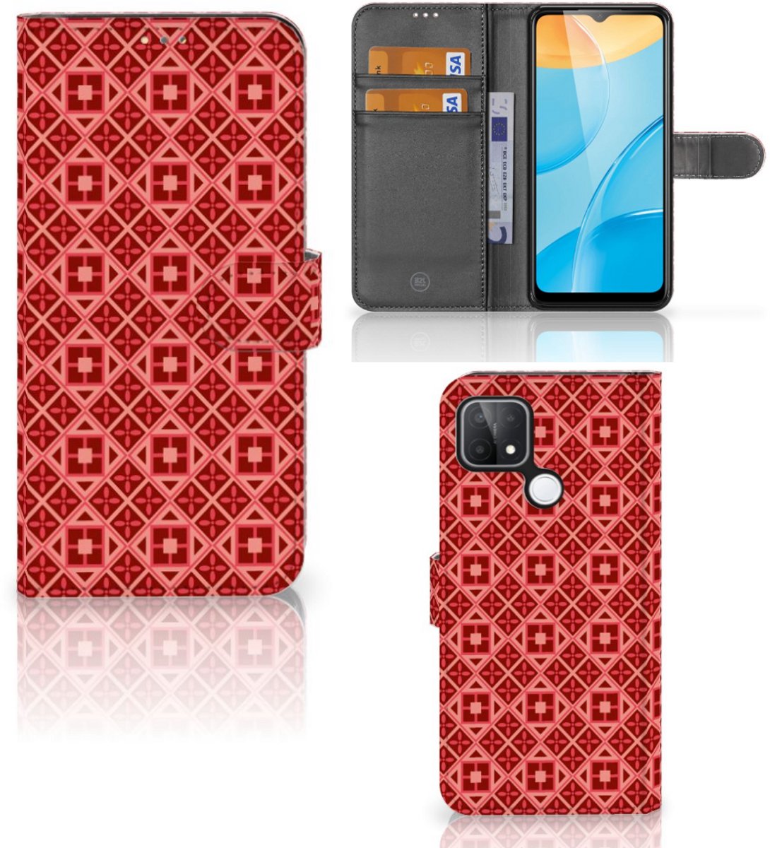 OPPO A15 Telefoon Hoesje Batik Rood