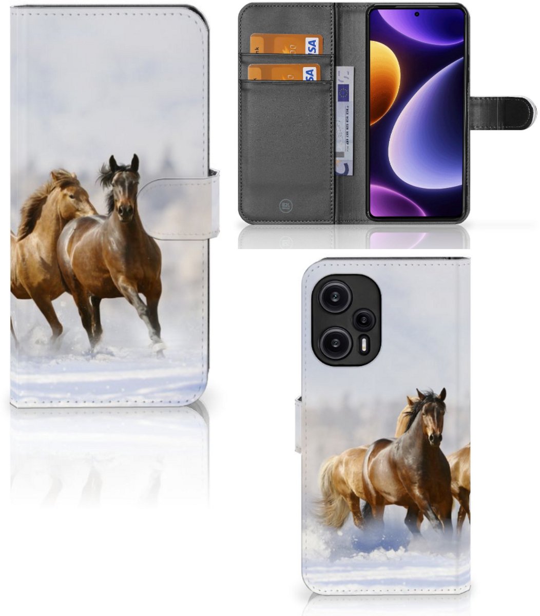 Xiaomi Poco F5 Telefoonhoesje met Pasjes Paarden