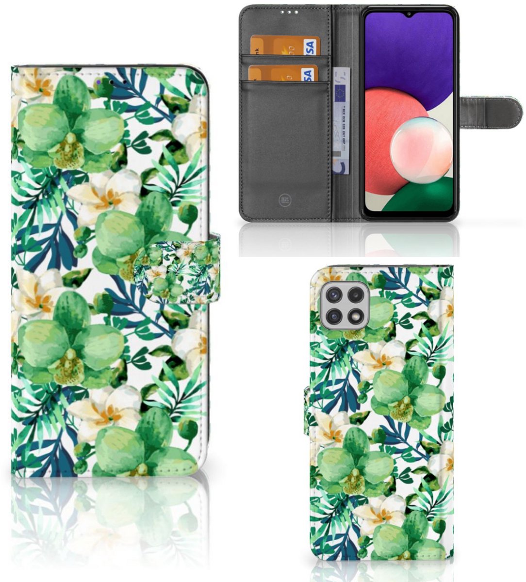 Samsung Galaxy A22 5G Hoesje Orchidee Groen