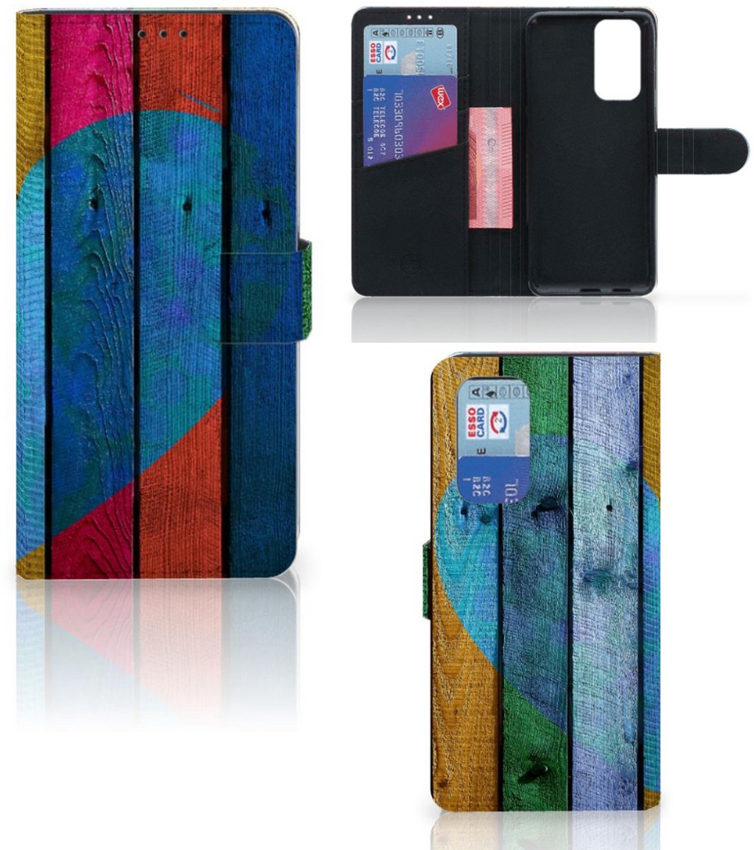 OnePlus 9 Pro Book Style Case Wood Heart - Cadeau voor je Vriend